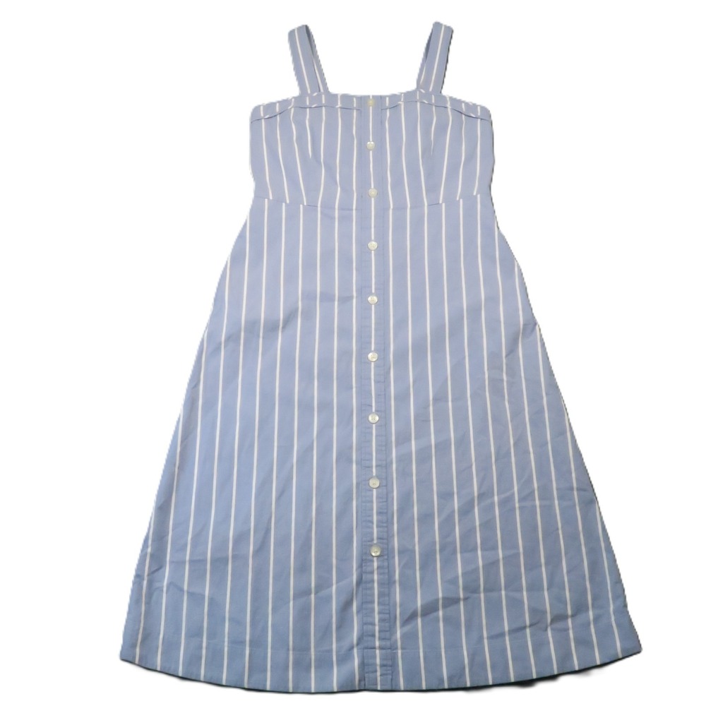 Everlane Cotton Midi Dress Size 14 Blue White Striped Smocked Cottagecore Picnic